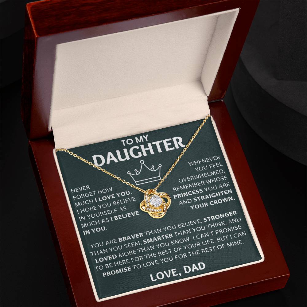 To My Daughter, I Believe In You- Love Knot Necklace