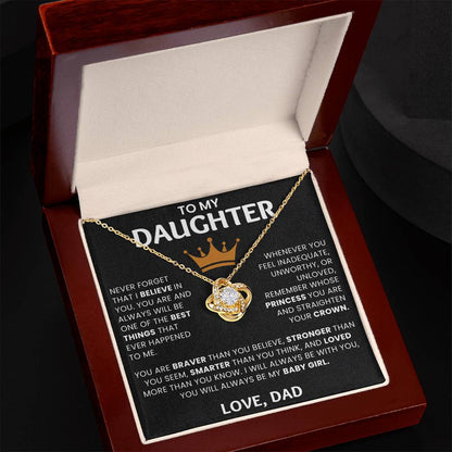 To My Daughter, Remember Whose Princess You Are - Love Knot Necklace