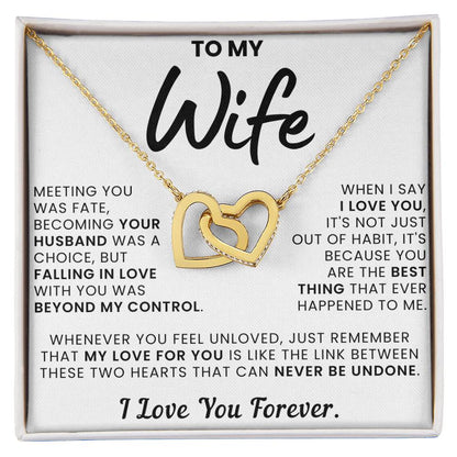 To My Wife, You Are The Best Thing - Interlocking Hearts Necklace