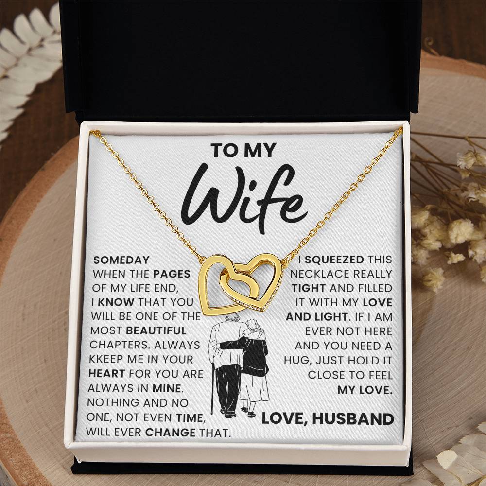 To My Wife, Hold it Close to Feel My Love - Interlocking Heart Necklace