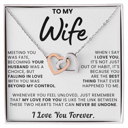 To My Wife, You Are The Best Thing - Interlocking Hearts Necklace