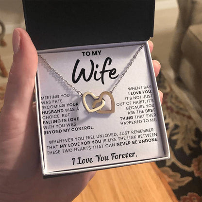 To My Wife, You Are The Best Thing - Interlocking Hearts Necklace