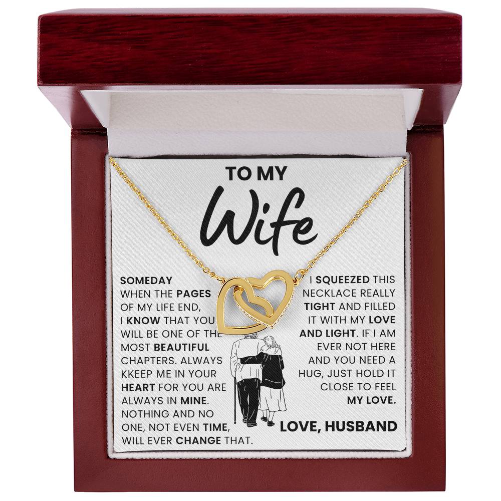 To My Wife, Hold it Close to Feel My Love - Interlocking Heart Necklace