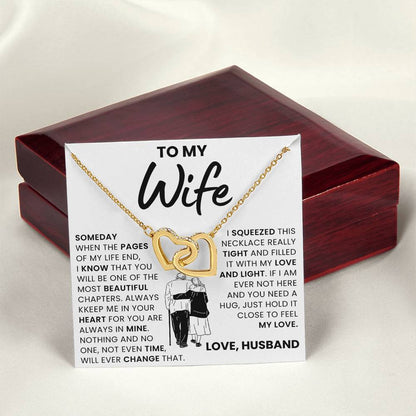 To My Wife, Hold it Close to Feel My Love - Interlocking Heart Necklace