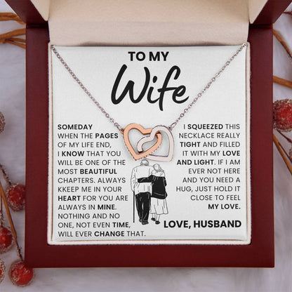 To My Wife, Hold it Close to Feel My Love - Interlocking Heart Necklace